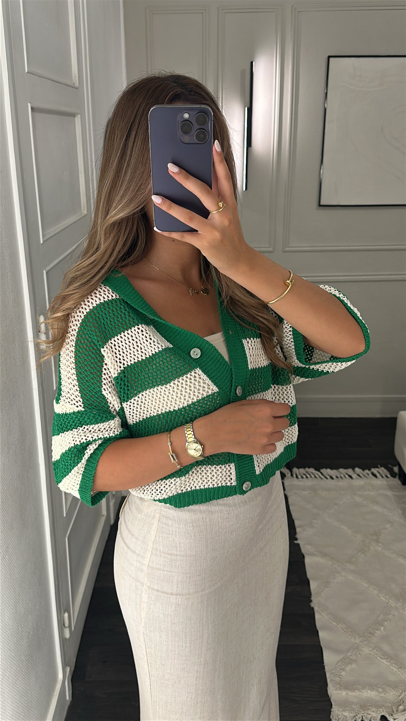 Gilet en Maille Vert