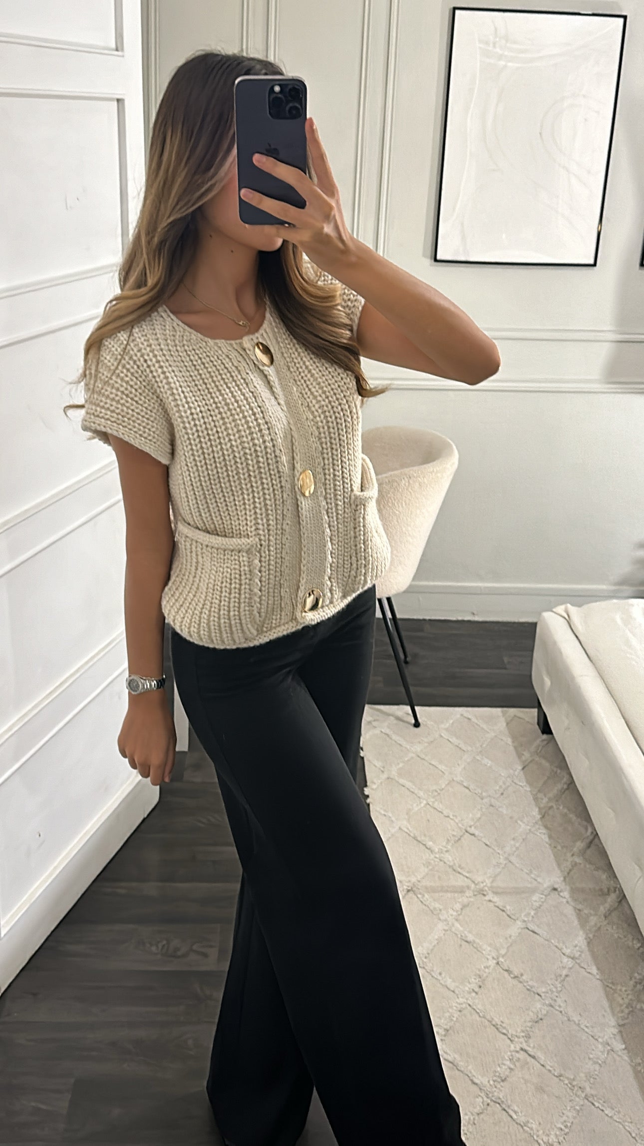 Gilet En Maille Beige