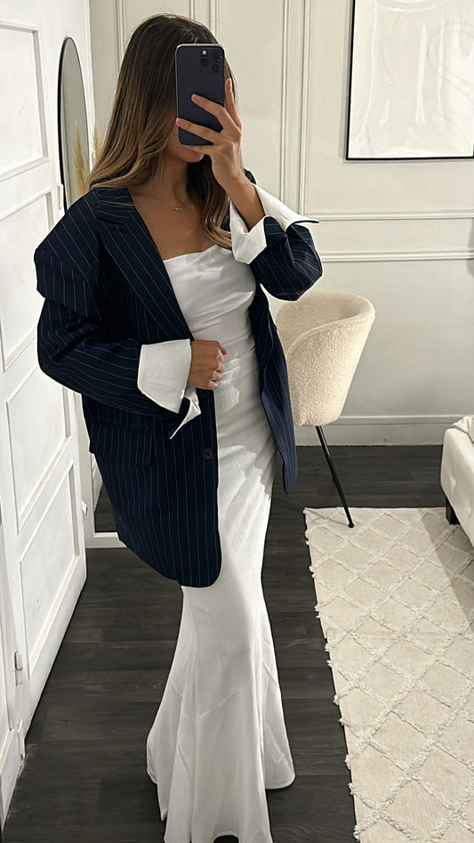 Blazer Oversize Chemise Bleu