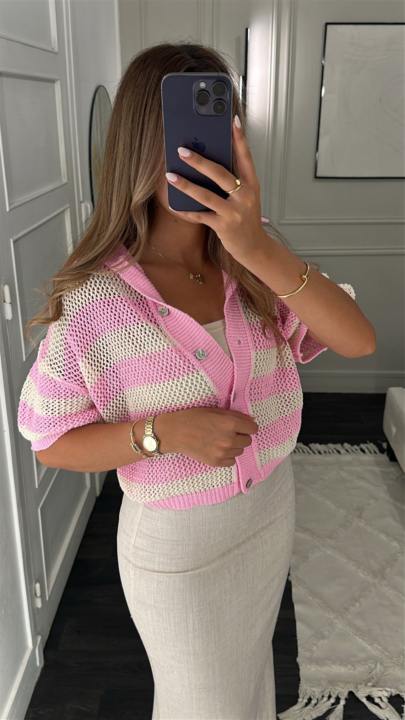 Gilet en Maille Rose