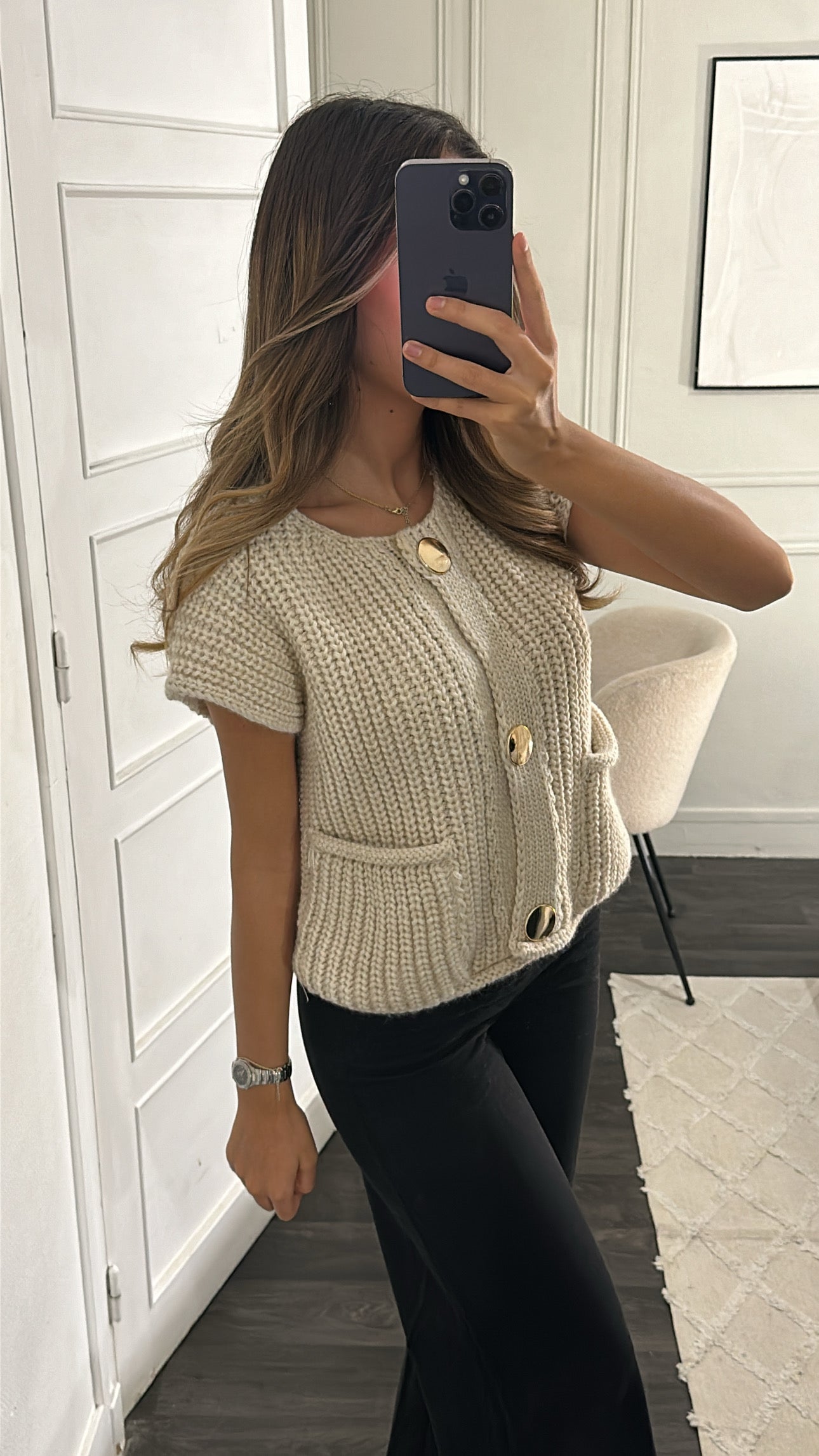 Gilet En Maille Beige