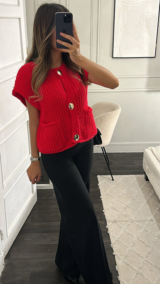 Gilet En Maille Rouge