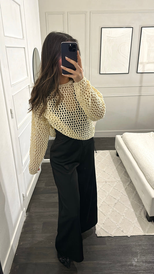 Pull Crochet Beige