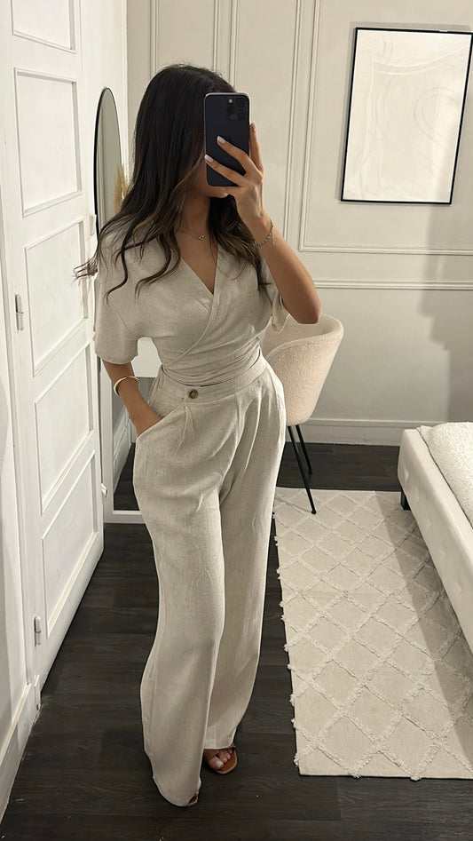Pantalon Lin Beige