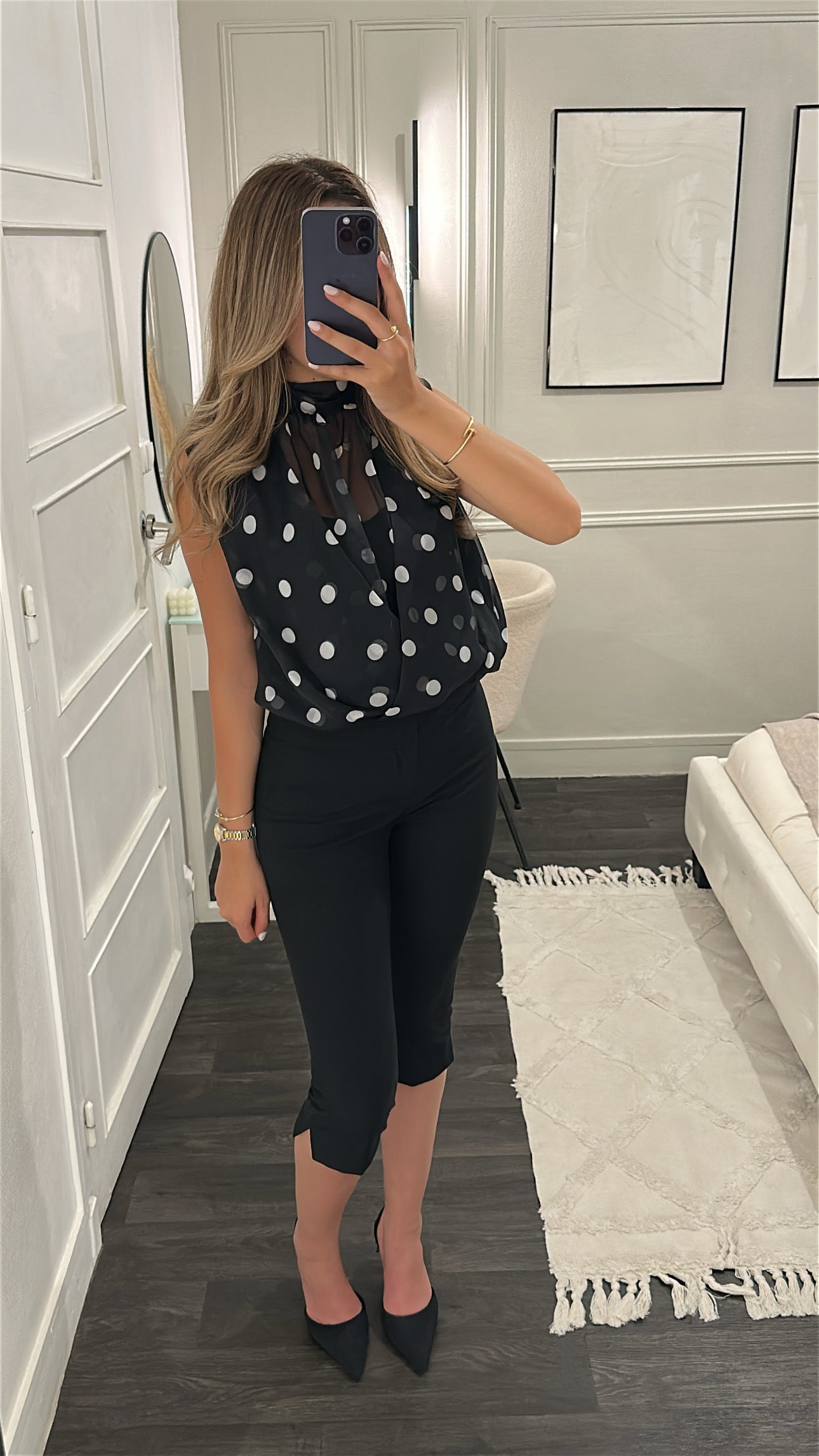 Blouse à Pois Noir