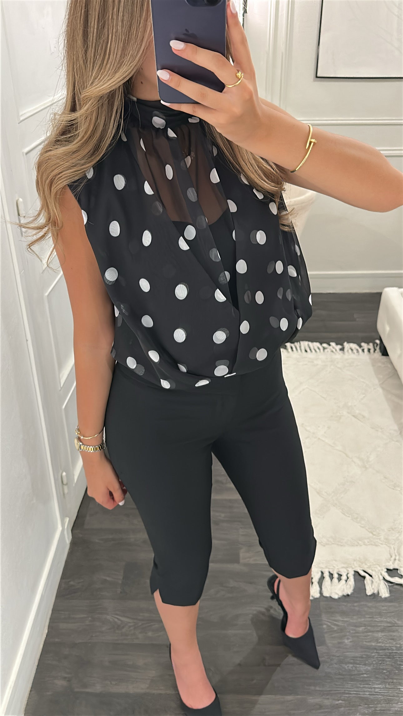 Blouse à Pois Noir