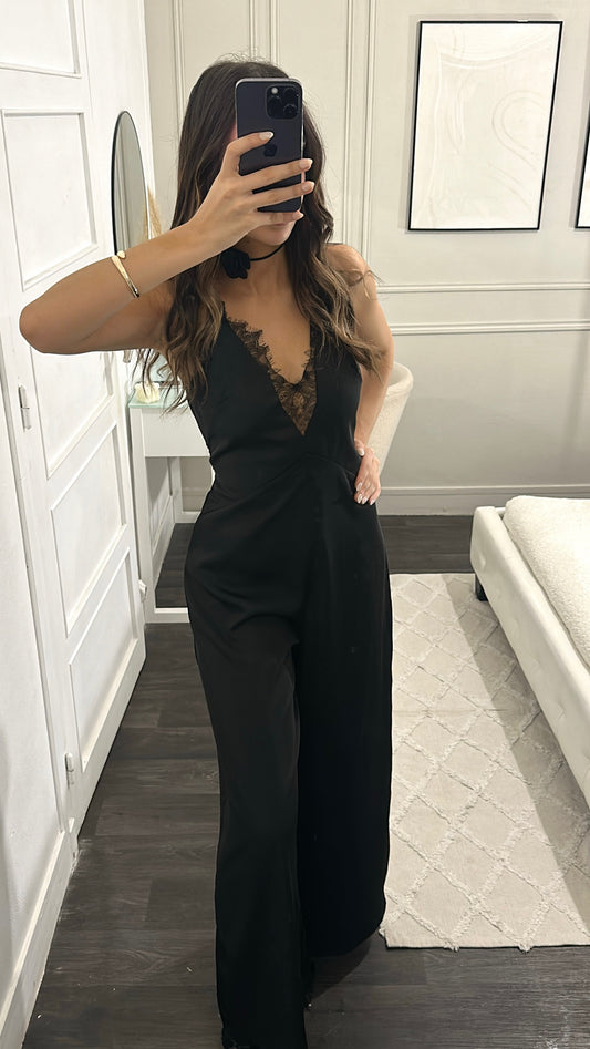 Combinaison Satin Noir